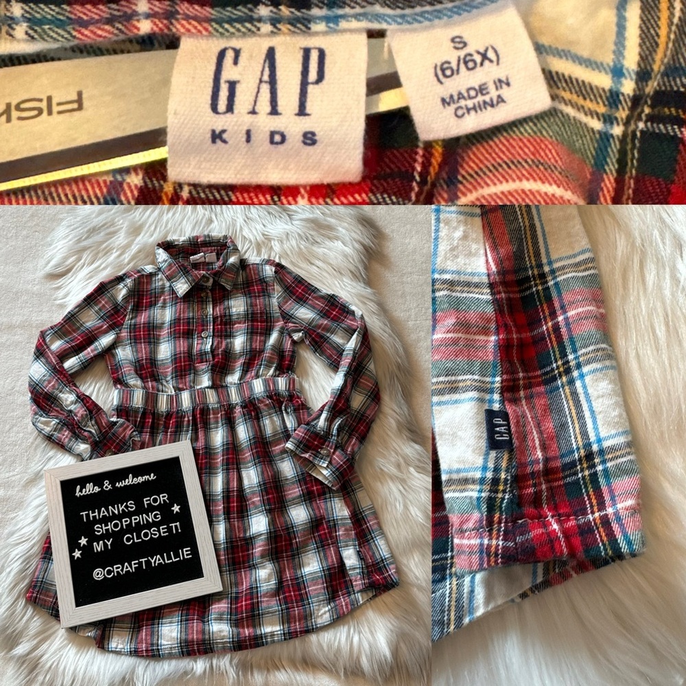 GAP Kids Red White and Blue Plaid Dress | Girls 6 / 6X
